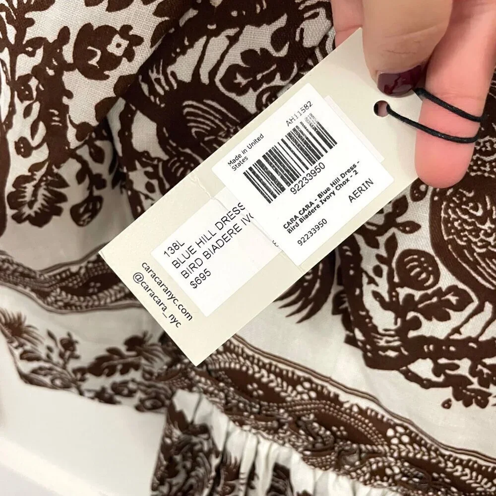 NWT Cara Cara Blue Hill Linen Printed Midi Dress Burgundy Women’s Size 2 - Picture 6 of 10